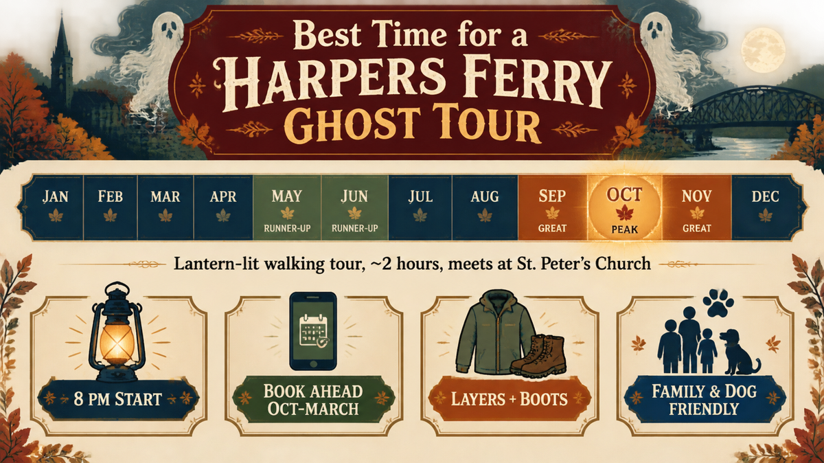 Infographic: Best time for a Harpers Ferry ghost tour, October peak season